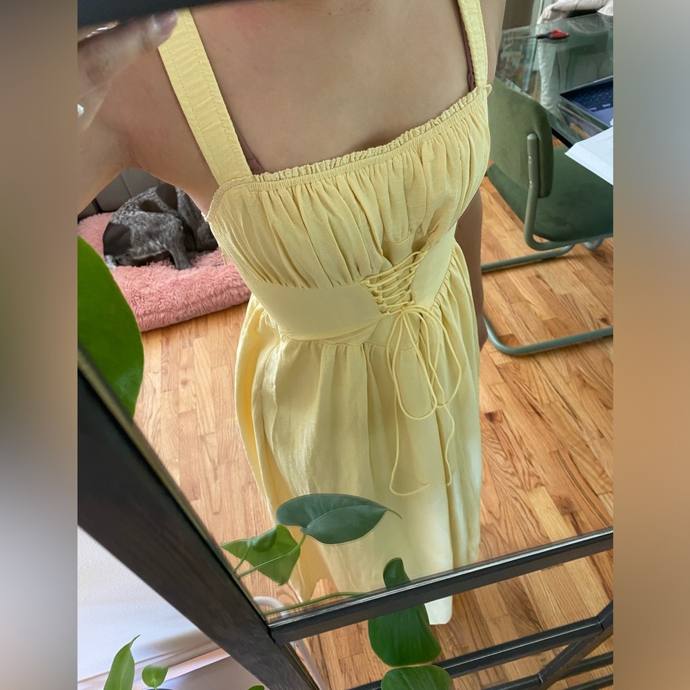 Yellow Coastal Cowgirl Corset Midi Dress